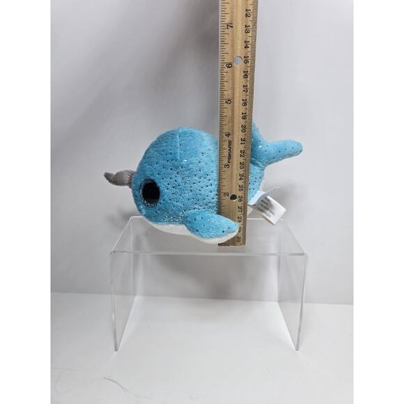 Aurora World YooHoo and Friends Blue and Silver Sparkly Narwhal Whale NAREE - Picture 5 of 6